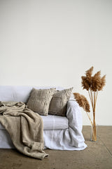 Undyed pillowcase with fabric stripes - True Things