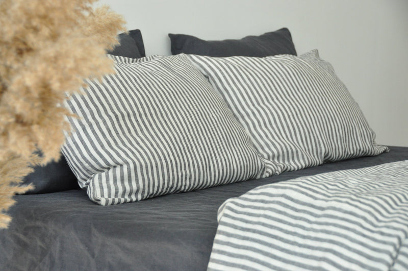 White and gray stripe pillowcase - True Things