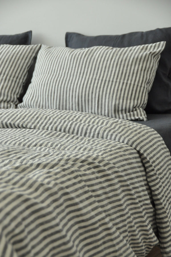 White and gray stripe pillowcase - True Things